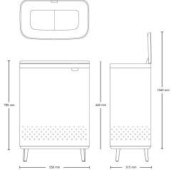 Brabantia BRA 200540 BO Beyaz Plastik Kapaklı Çamaşır Sepeti 2x45L