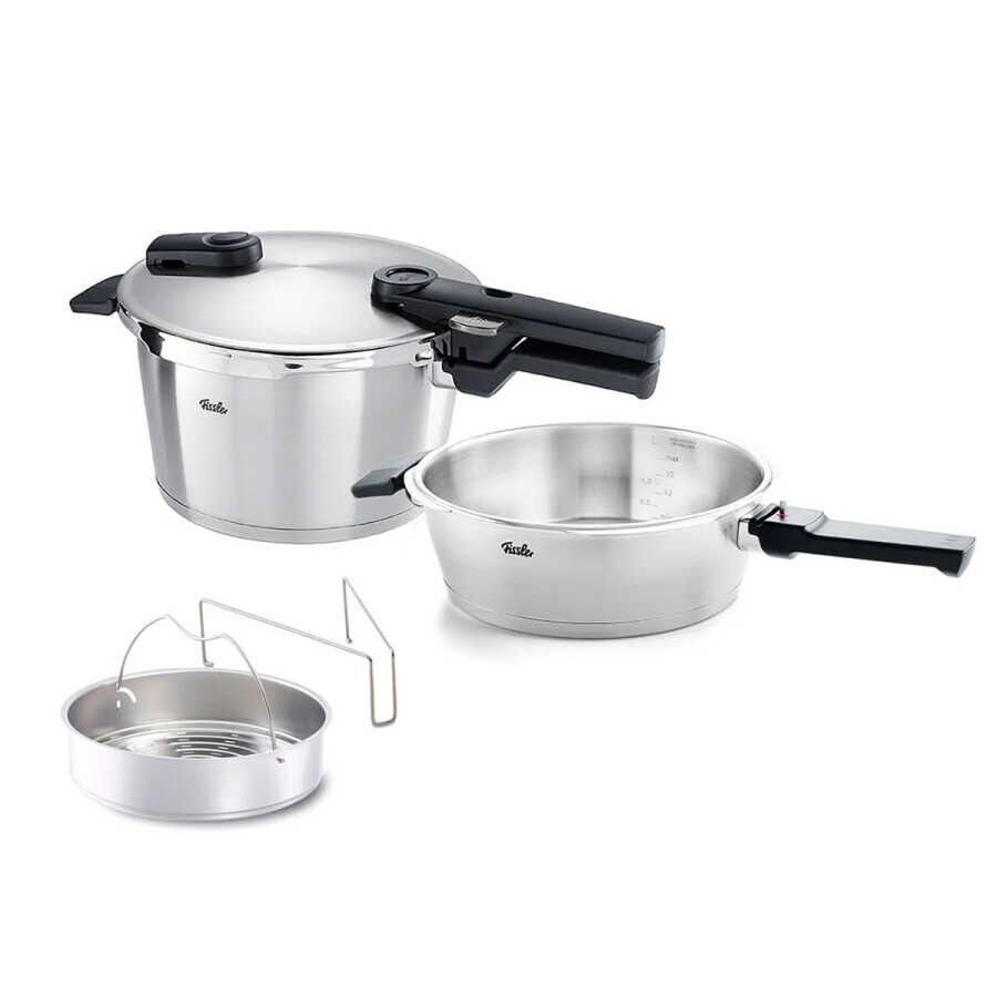 Fissler Vitaquick Premium 4,5+2,5 Litre Düdüklü Tencere + Buharda Pişirme Aparatı