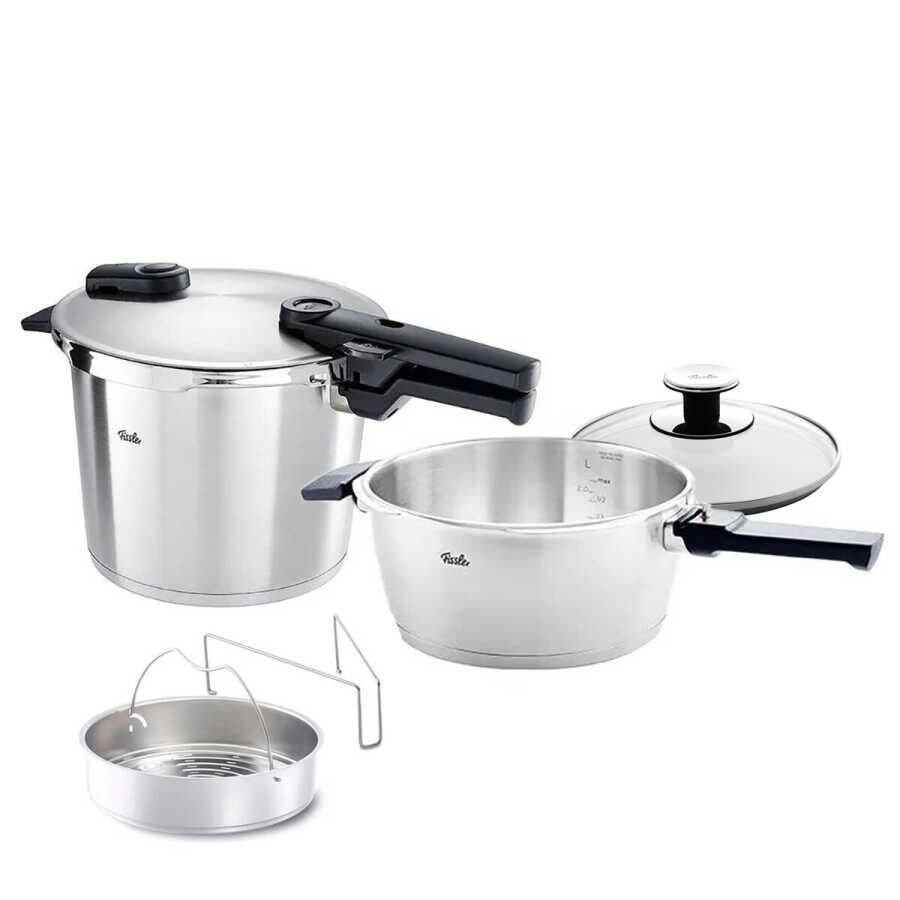 Fissler Vitaquick Premium 6+3,5 Litre Düdüklü Tencere + Buharda Pişirme Aparatı