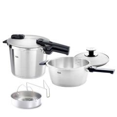 Fissler Vitaquick Premium 6+3,5 Litre Düdüklü Tencere + Buharda Pişirme Aparatı
