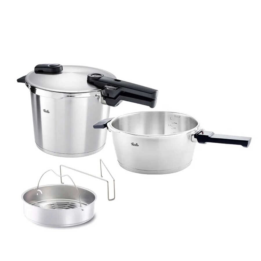 Fissler Vitaquick Premium Mat 8+4 Litre Düdüklü Tencere + Buharda Pişirme Aparatı | Yetkili Bayi