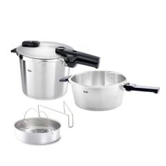 Fissler Vitaquick Premium Mat 8+4 Litre Düdüklü Tencere + Buharda Pişirme Aparatı | Yetkili Bayi