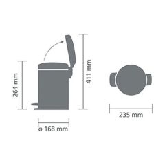 Brabantia BRA 113321 Newicon Mat Siyah Çöp Kutusu 3L