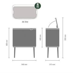 Brabantia Çöp Kutusu 36 LT Dokunmatik Bo Touch Platinium