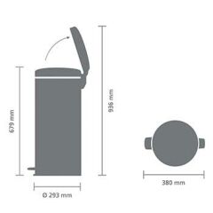 Brabantia Çöp Kutusu 30 LT Pedallı Siyah Newicon