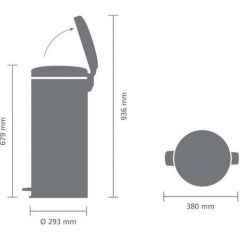 Brabantia Çöp Kutusu 30 LT Pedallı Mat Çelik Parmak İzi Korumalı Newicon