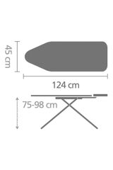 Brabantia Ütü Masası 124x45cm (C) Buhar Kazanı Standlı Denım Blue Desenli