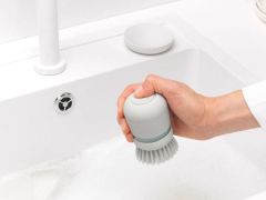 Brabantia Bulaşık Fırçası – Sabun Dağıtıcılı Açık Gri